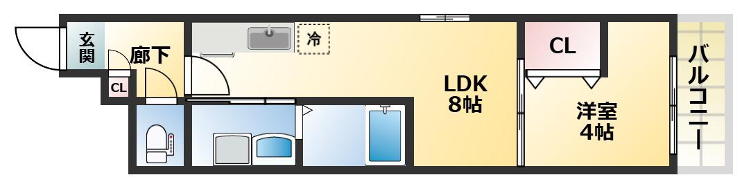 H-MAISON平野ノースIII(1LDK/2階)の間取り写真