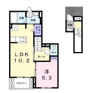 Q-フロンティアIII(1LDK/2階)の間取り写真