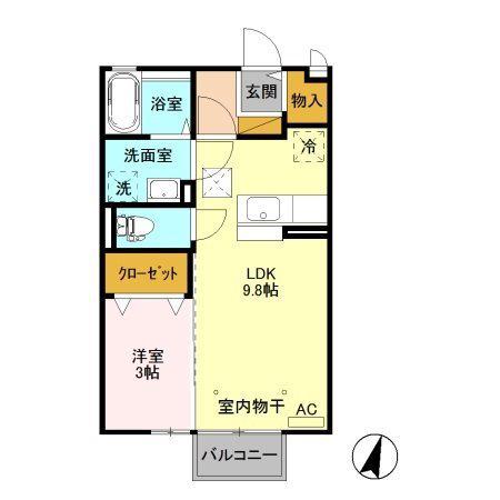 カラコレス(1LDK/1階)の間取り写真
