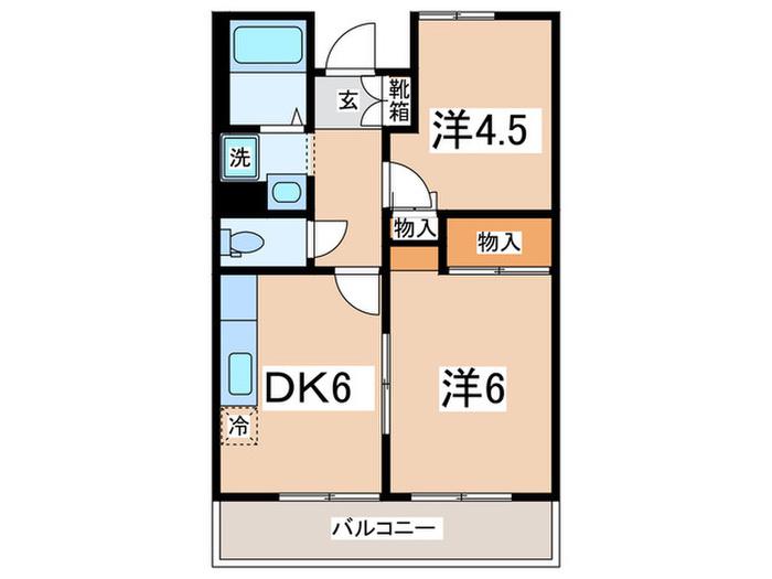 第9エルム大倉山(2DK/7階)の間取り写真