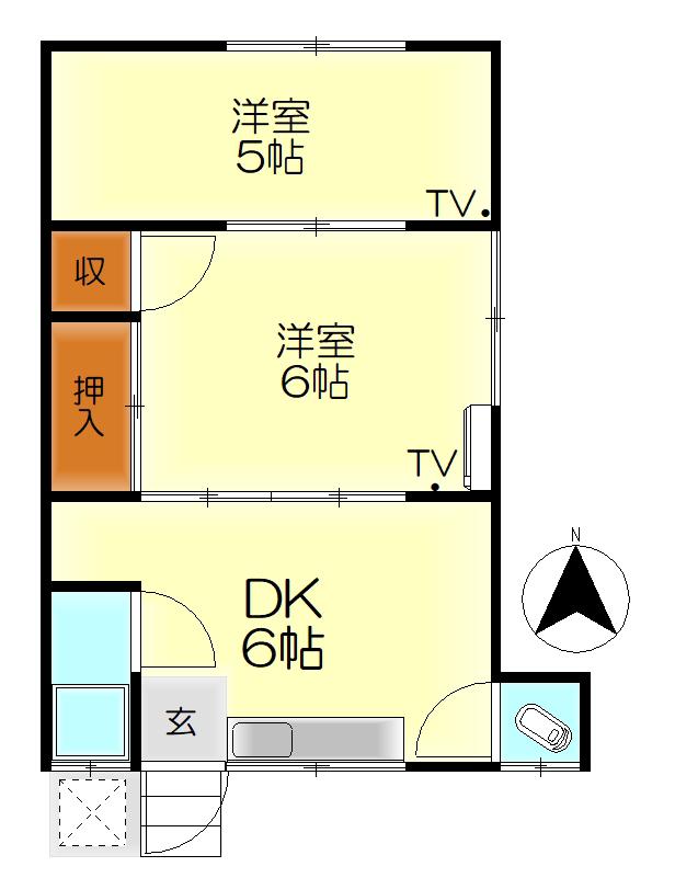 西原アパートIV(2DK/2階)の間取り写真