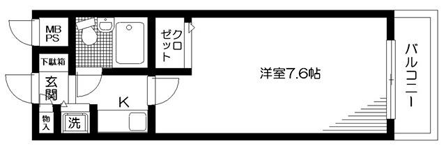 日神パレステージ三軒茶屋(1K/4階)の間取り写真