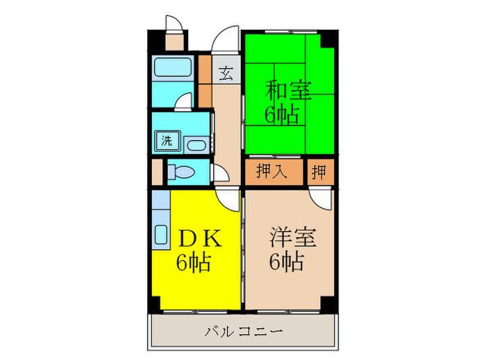 住吉川ガーデンハイツ(2DK/4階)の間取り写真