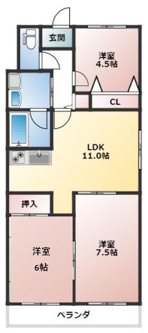 ロイヤル本郷(3LDK/3階)の間取り写真