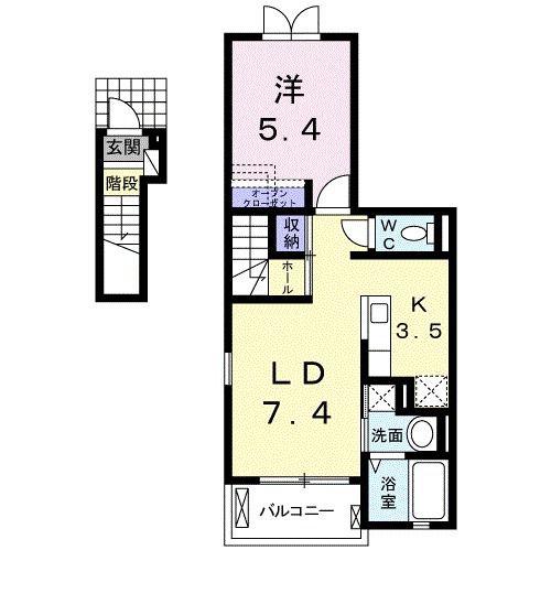 ボニート・エアリー(1LDK/2階)の間取り写真
