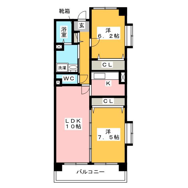 レジデンスビュー大濠(2LDK/5階)の間取り写真