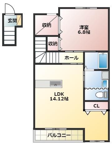 ユーシン中野 北棟(1LDK/2階)の間取り写真