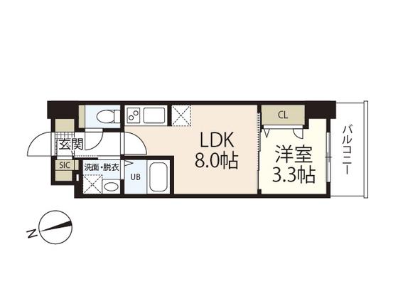 S-RESIDENCE広島駅CLARITY(1LDK/10階)の間取り写真