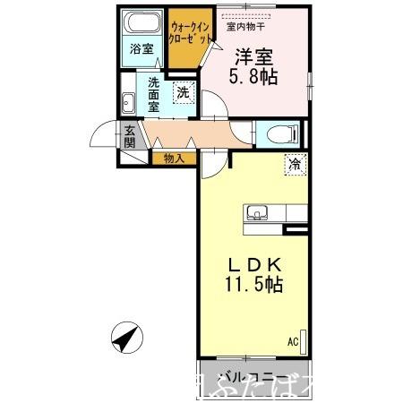 D-ROOM博多麦野壱番館(1LDK/1階)の間取り写真
