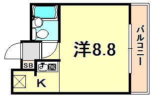 ライオンズマンション神戸西元町(1K/3階)の間取り写真