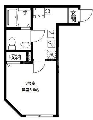 BLACK DIA 南越谷(1K/3階)の間取り写真