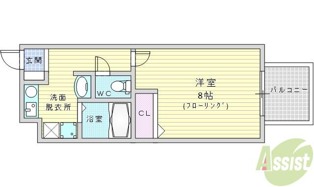 ハイムミニヨン2(1K/3階)の間取り写真