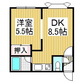 コーポサンライズB(1DK/2階)の間取り写真