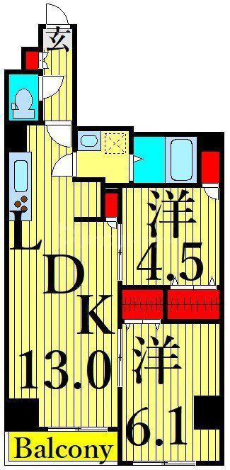 アルファコート町屋(2LDK/6階)の間取り写真