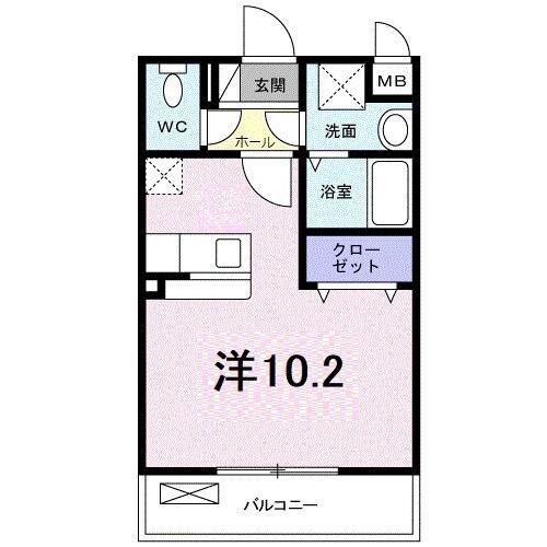 リバーパークK(ワンルーム/2階)の間取り写真