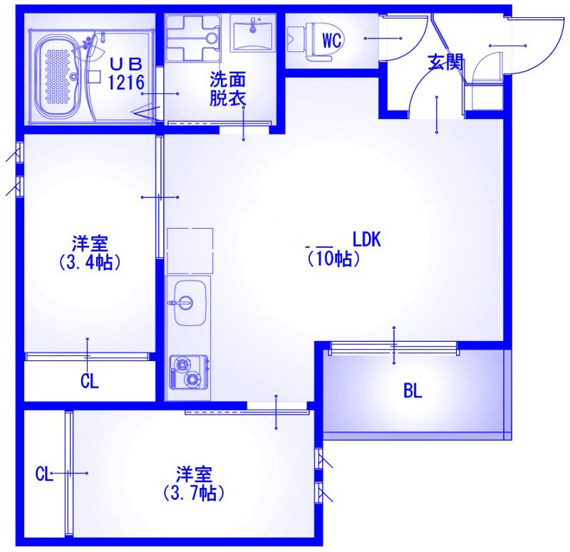 REGALEST 大宮M(2LDK/2階)の間取り写真