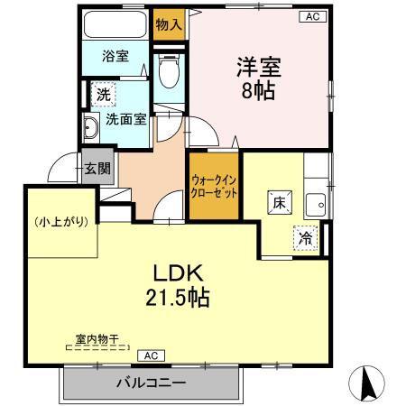 リビングタウン向中野B(1LDK/1階)の間取り写真