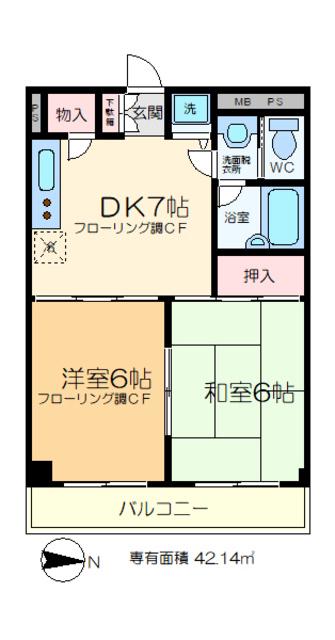 モア・ウイング(2DK/3階)の間取り写真