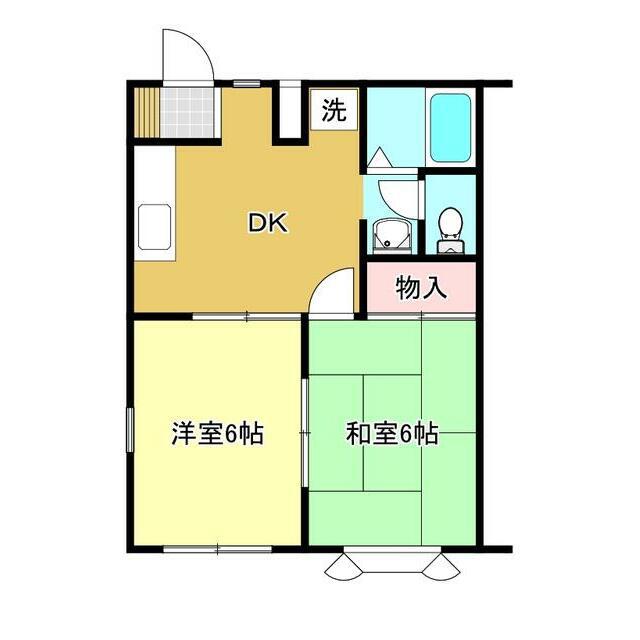 パークヒルズI(2DK/1階)の間取り写真
