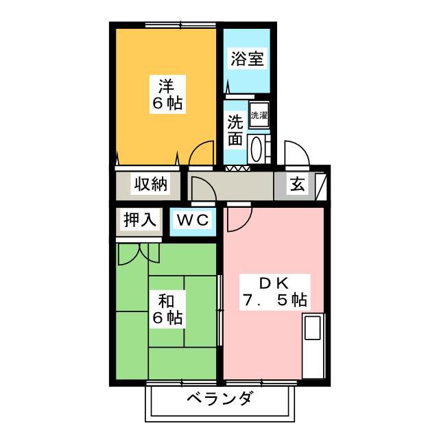 ボヌールII(2DK/2階)の間取り写真