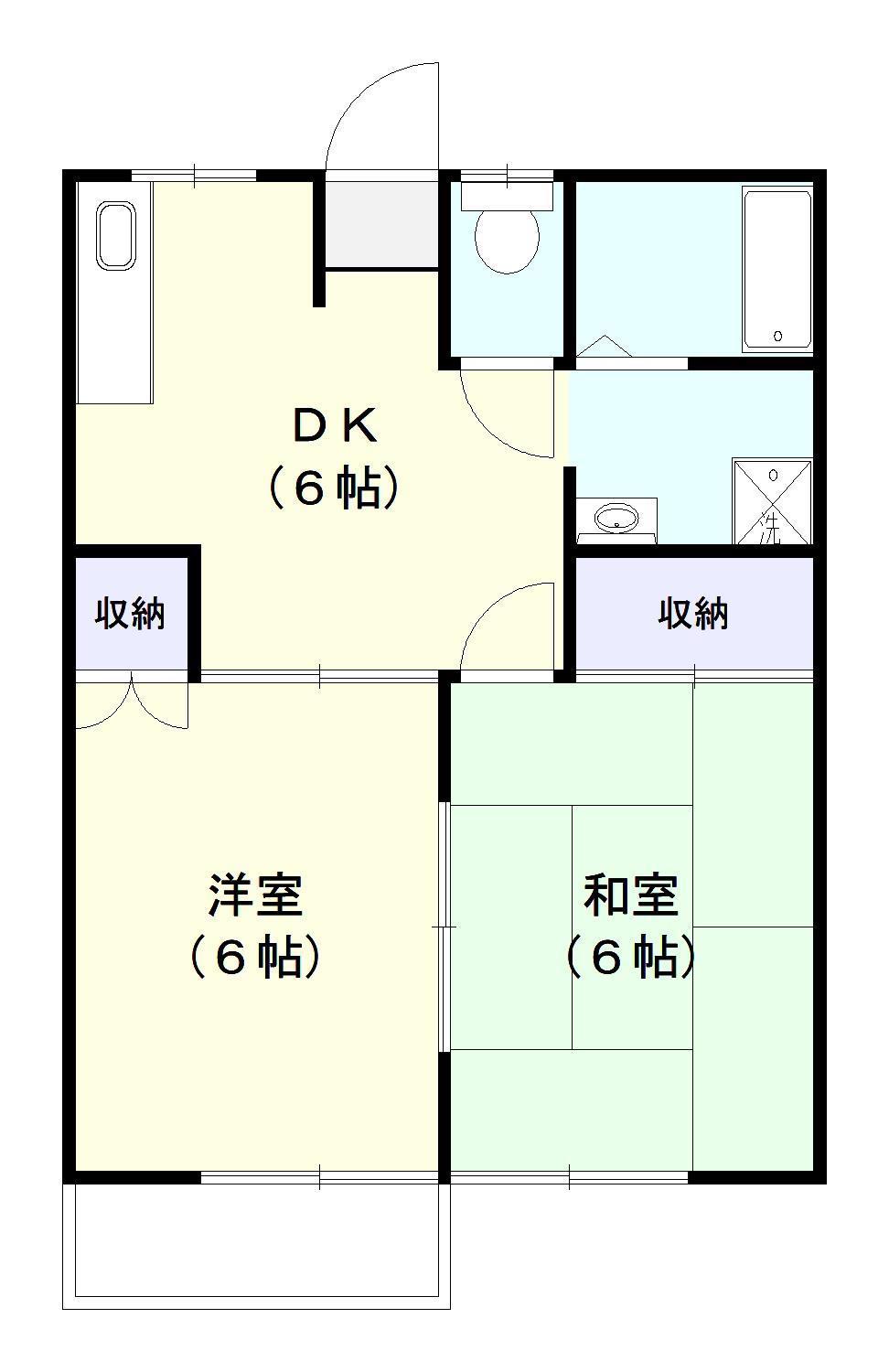 片貝ハイツ(2DK/1階)の間取り写真