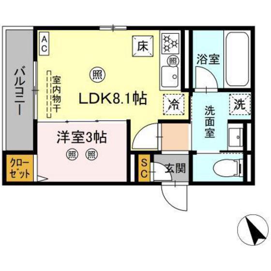 ルミエ西川口(1LDK/1階)の間取り写真