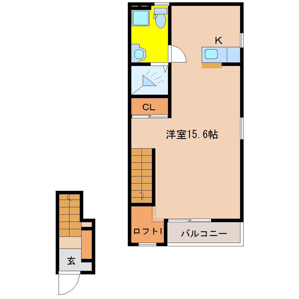 フェリス大工町(ワンルーム/2階)の間取り写真