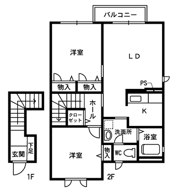 シャーメゾン百々 A棟(2LDK/2階)の間取り写真