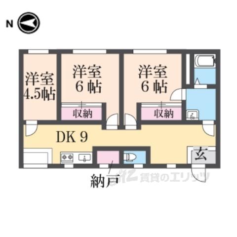 RIZEONE大和高田レジデンス文化棟(3DK/1階)の間取り写真
