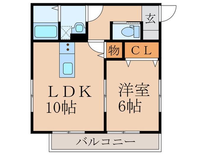 レミエ潤野E(1LDK/1階)の間取り写真