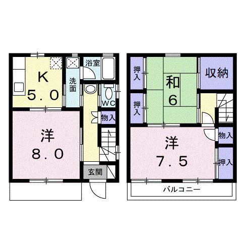 メゾネット峠の101(3K/1階)の間取り写真