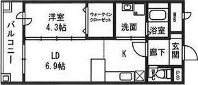K.ライツェント(1LDK/3階)の間取り写真