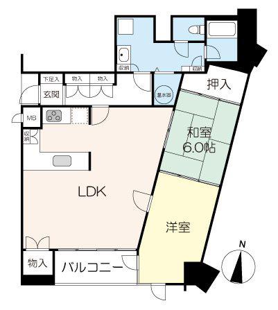 宝生ハイツ(2LDK/4階)の間取り写真