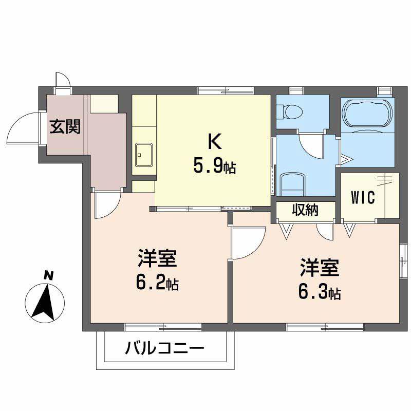 グランシードM・SB棟(2K/1階)の間取り写真