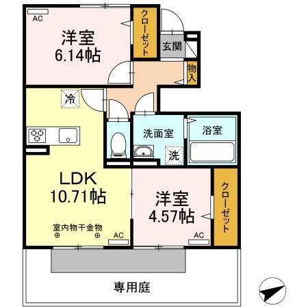 サクラメント牛津(2LDK/1階)の間取り写真