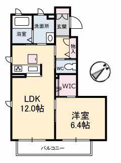 アンビシアA(1LDK/1階)の間取り写真