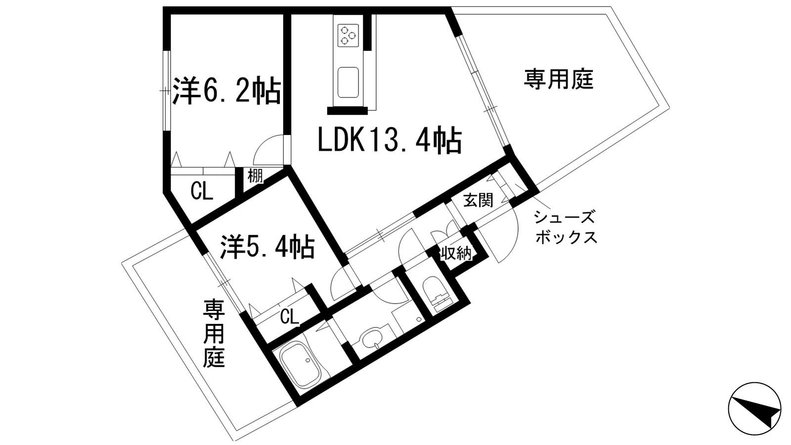 ARCO LUOGO アルコルオーグ(2LDK/1階)の間取り写真