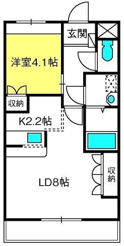 グランベル・ヒルズ(1LDK/1階)の間取り写真