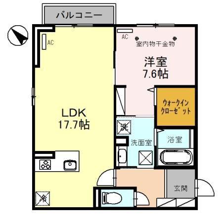 ドエル24(1LDK/1階)の間取り写真