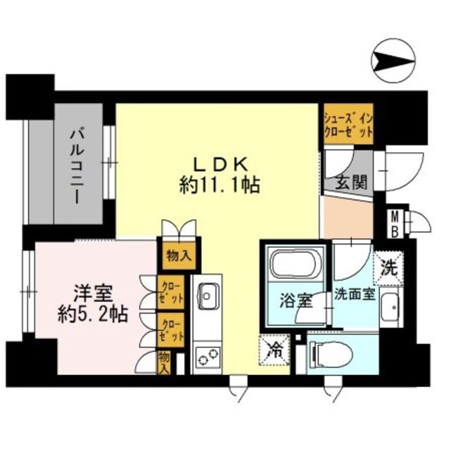 リヴァーク四条烏丸(1LDK/4階)の間取り写真