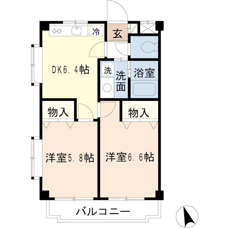 メゾンヴィヴァーチェ(2DK/3階)の間取り写真