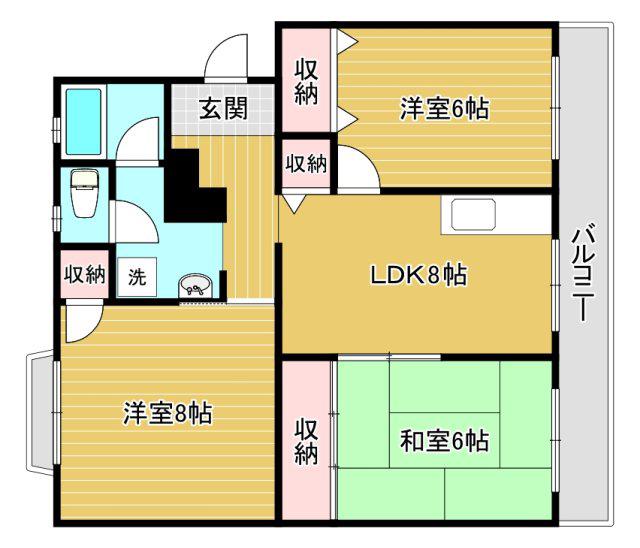 メゾンティックII(3LDK/1階)の間取り写真
