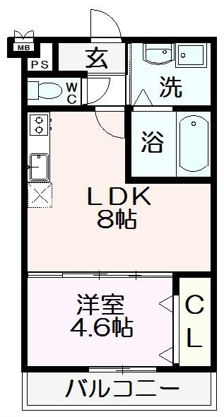 モンサント田中町(1LDK/1階)の間取り写真