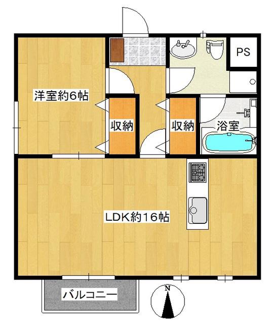 オークガーデン参番館(1LDK/1階)の間取り写真