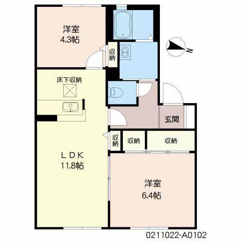 グランドゥール参番館(2LDK/1階)の間取り写真