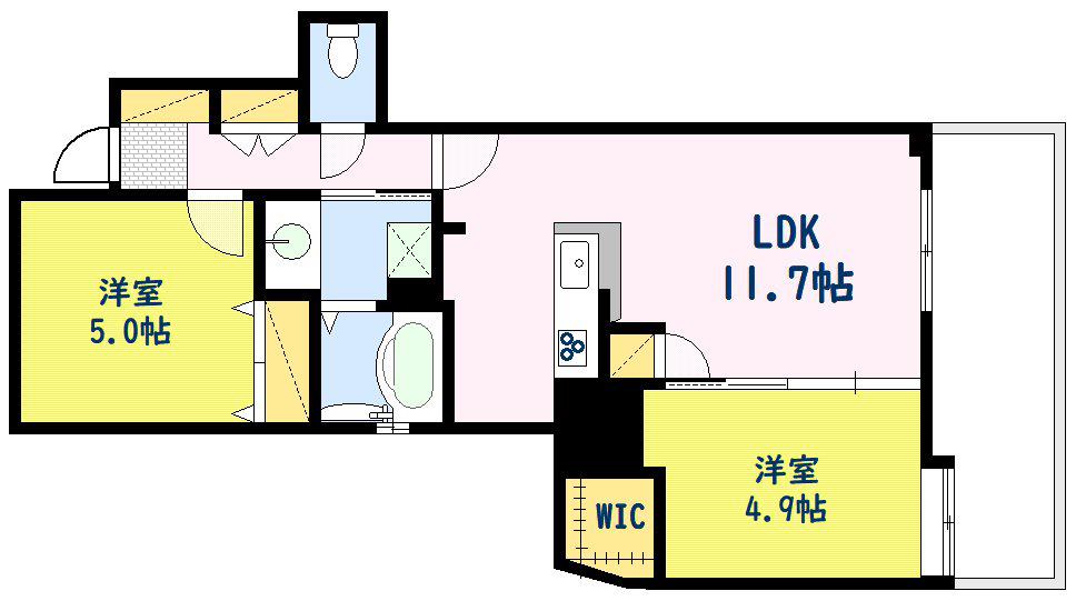 セントヒルズ的場町(2LDK/15階)の間取り写真