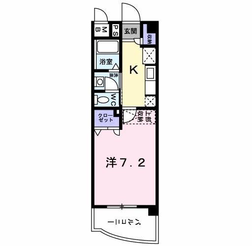 スヴニールII(1K/7階)の間取り写真