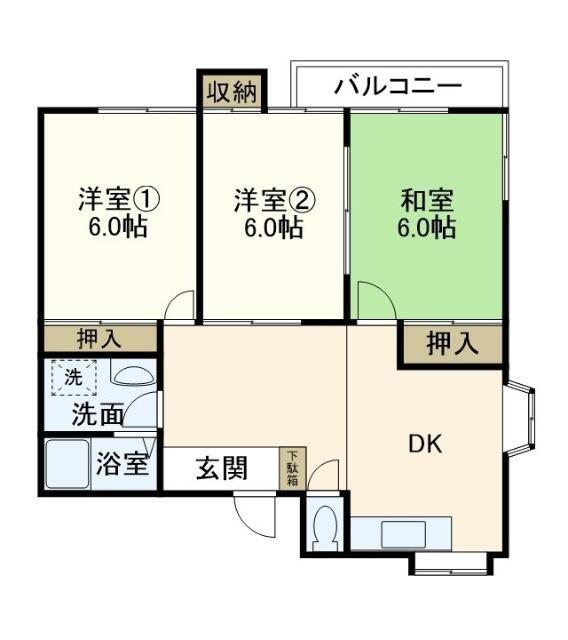 タチカワテラスハウス(3DK/2階)の間取り写真