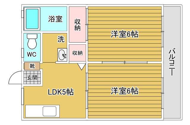 中冨ハイツIII(2DK/2階)の間取り写真