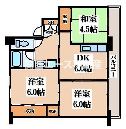 ビレッジハウス小堀(3DK/5階)の間取り写真
